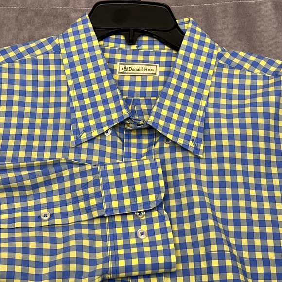 Donald Ross Other - Donald Ross Button Down Men XXL Blue Yellow Gingham Check Long Sleeve Excellent